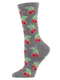Cherries Bamboo Crew | Med Gray Heather | 9-11