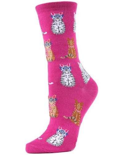 Studious Cats Bamboo Crew | Fuchsia | 9-11