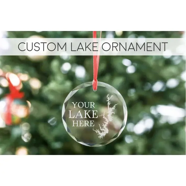Custom Lake Map Ornament - Etched Crystal Ornament (3.25" Glass)