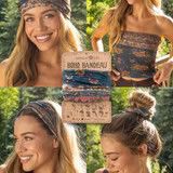 Full Boho Bandeau® Headband - Blue Watercolor Patchwork