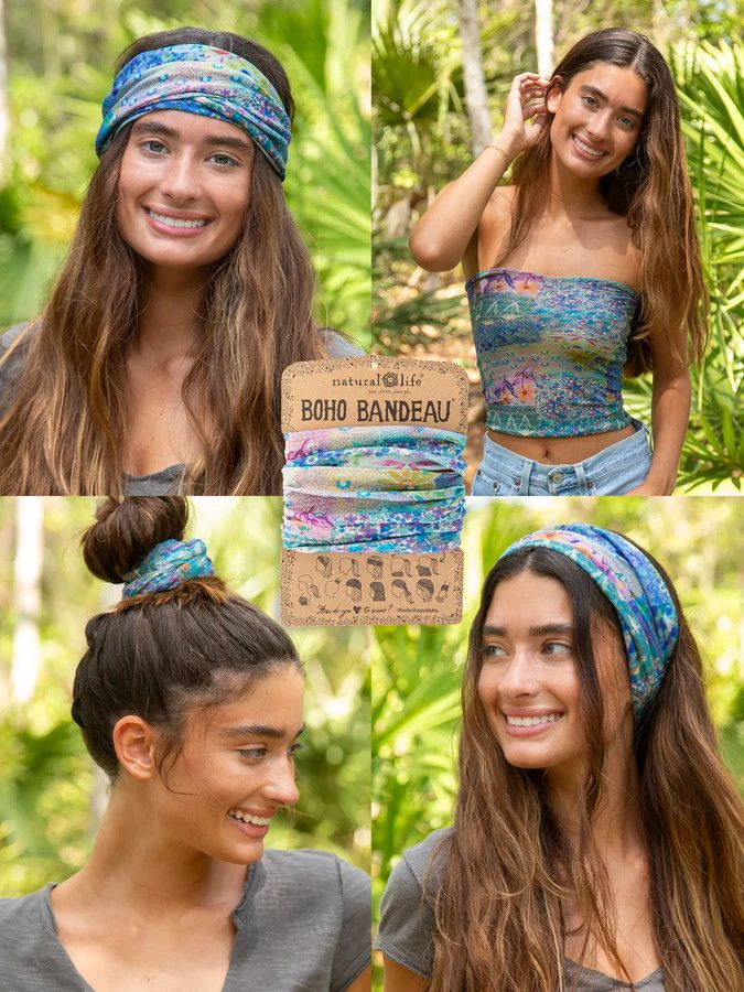 Full Boho Bandeau® Headband - Blue Patchwork
