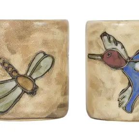 Mara Stoneware Hummingbird Mug - Tan