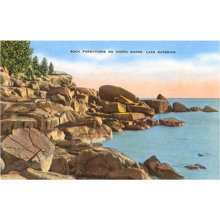 Postcard MN-165 Rocks on North Shore, Lake Superior