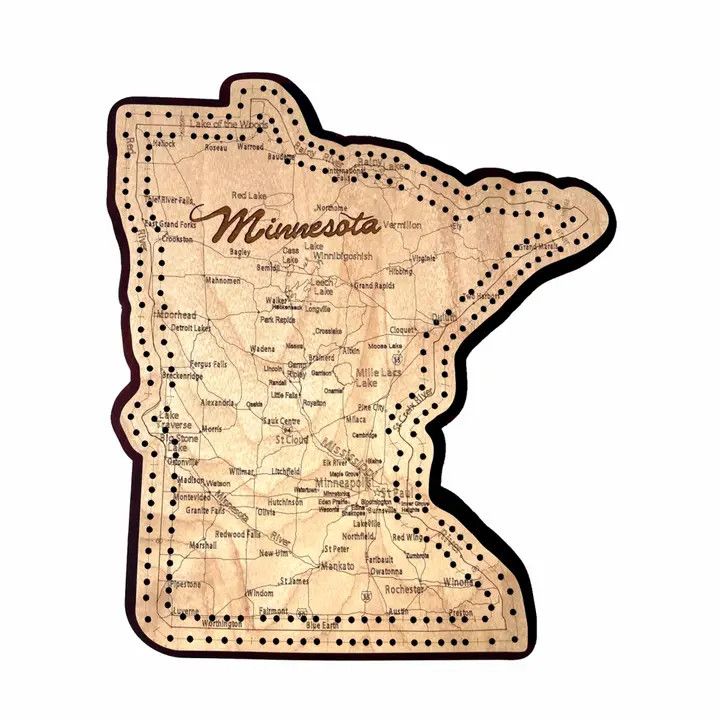 Minnesota Map 2 Track Cribbage Board