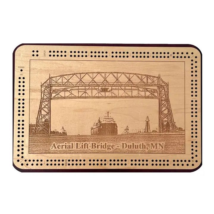 Duluth Aerial Lift Bridge 2 Track Cribbage Board