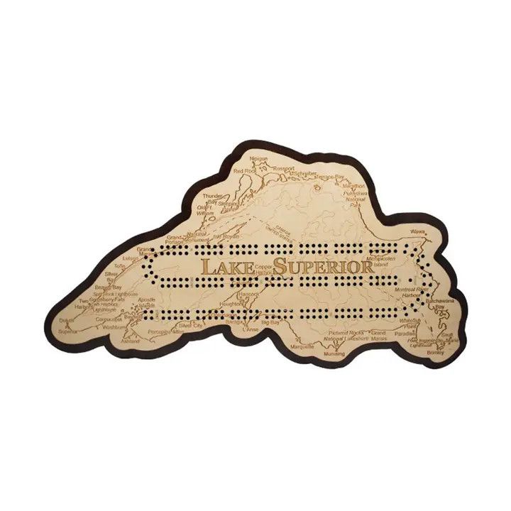 Lake Superior Map 2 Track Cribbage Board