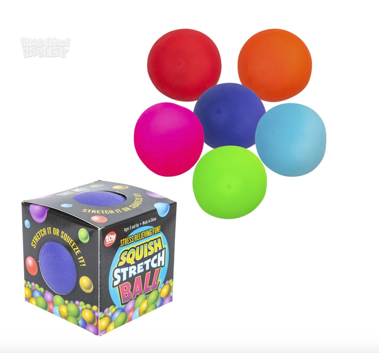 4" Squish and Stretch Rainbow Gummy Ball