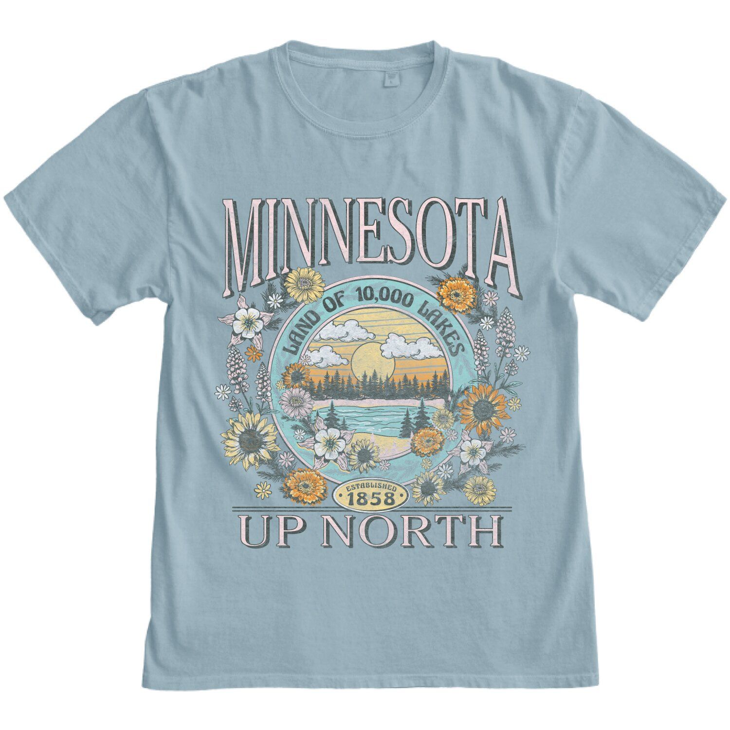 Gonette Denim Pines Lake Scene Tee, Color: Denim, Size: S