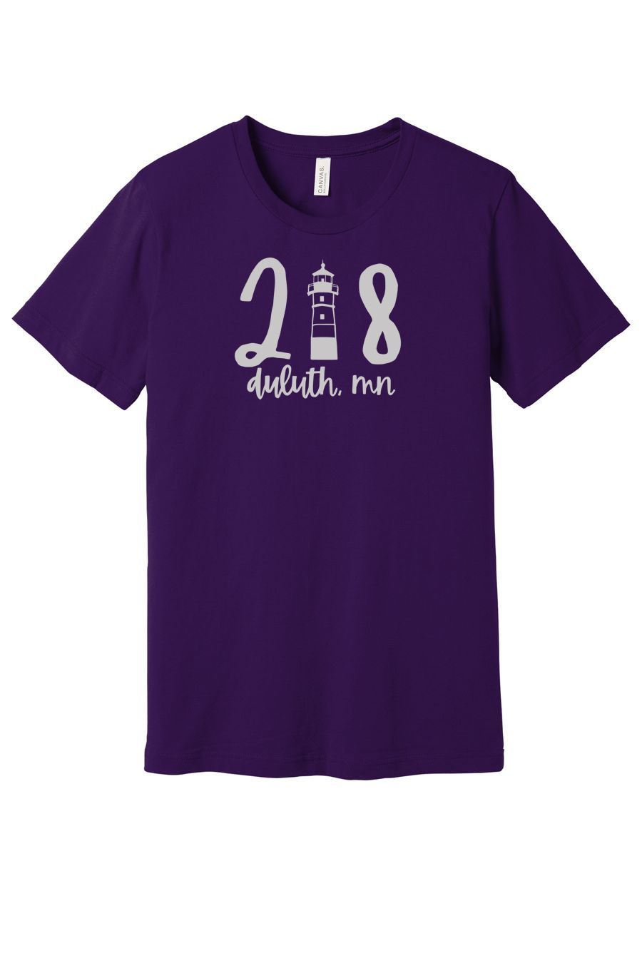 218 Duluth Lighthouse Cotton Tee, Ink Color: Light Grey, Size: XS, Garment Color: Team Purple