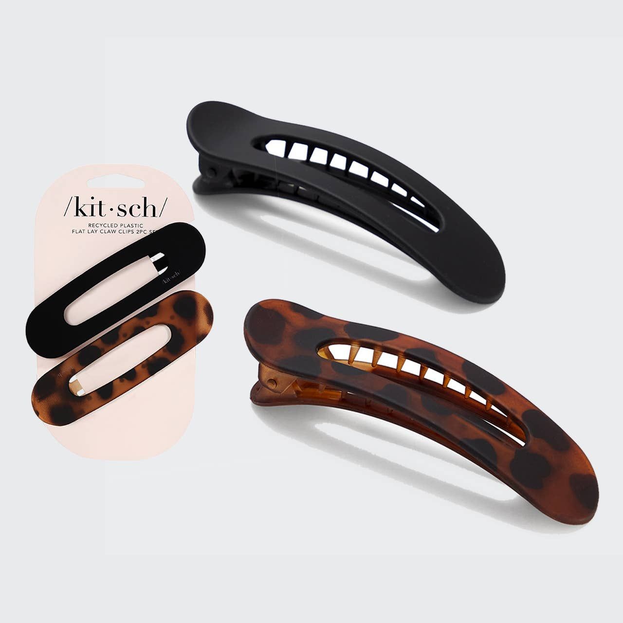 Flat Lay Claw Clip 2pc Flat - Black &amp; Tort