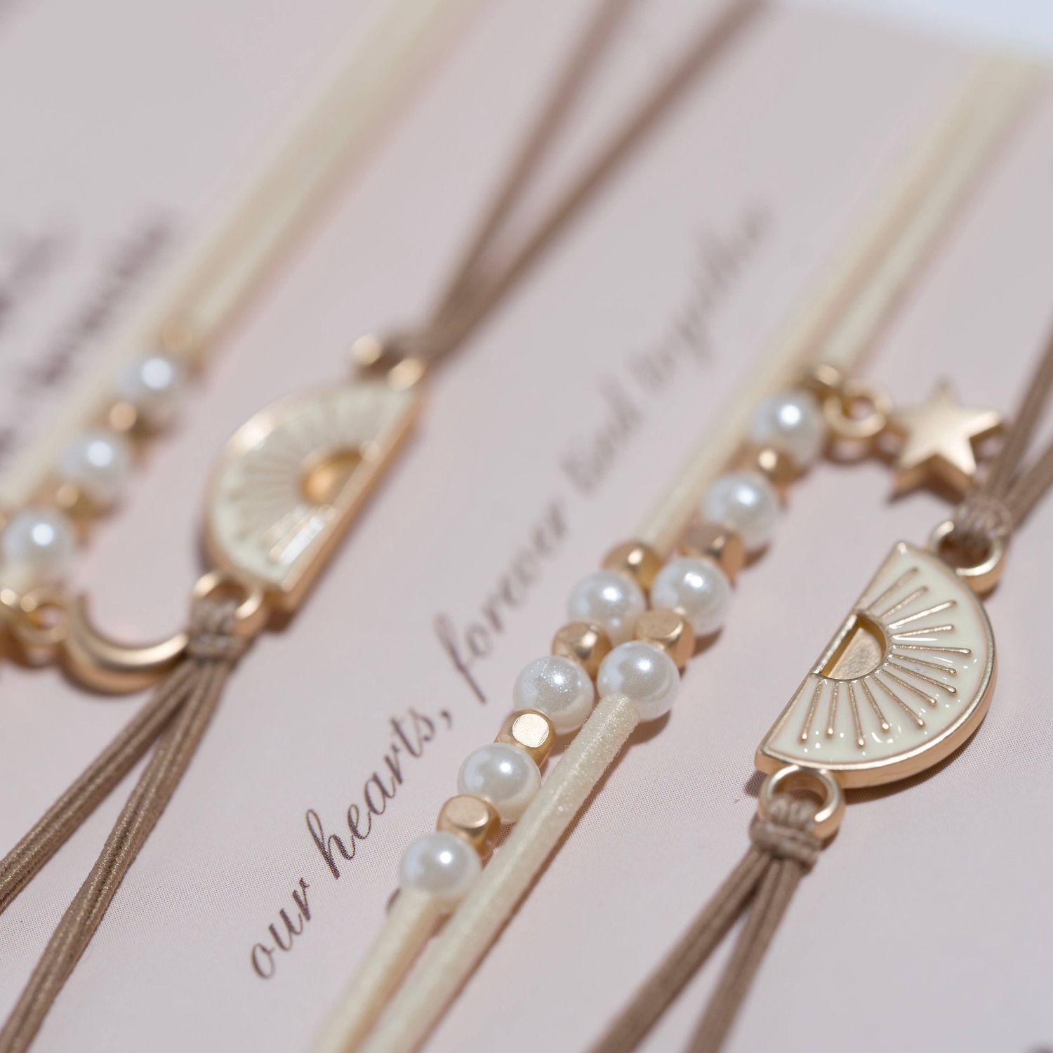 "Forever Friends" Neutral Sun Friendship Hair Tie Bracelets