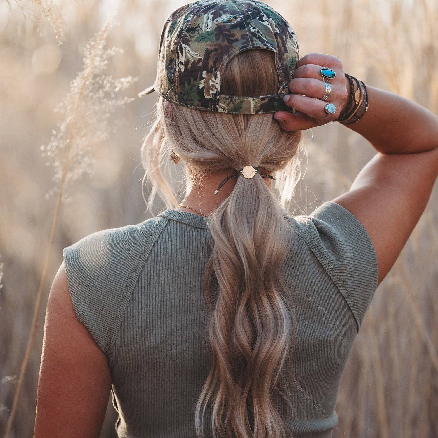 "Adapt" Camouflage with Antler Charm Hair Tie Bracelets, Medium