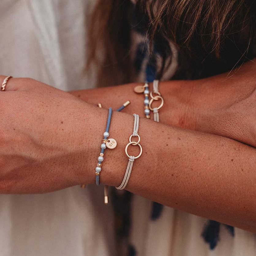 "Sisters" Gold &amp; Pearl Shareable Hair Tie Bracelet Set