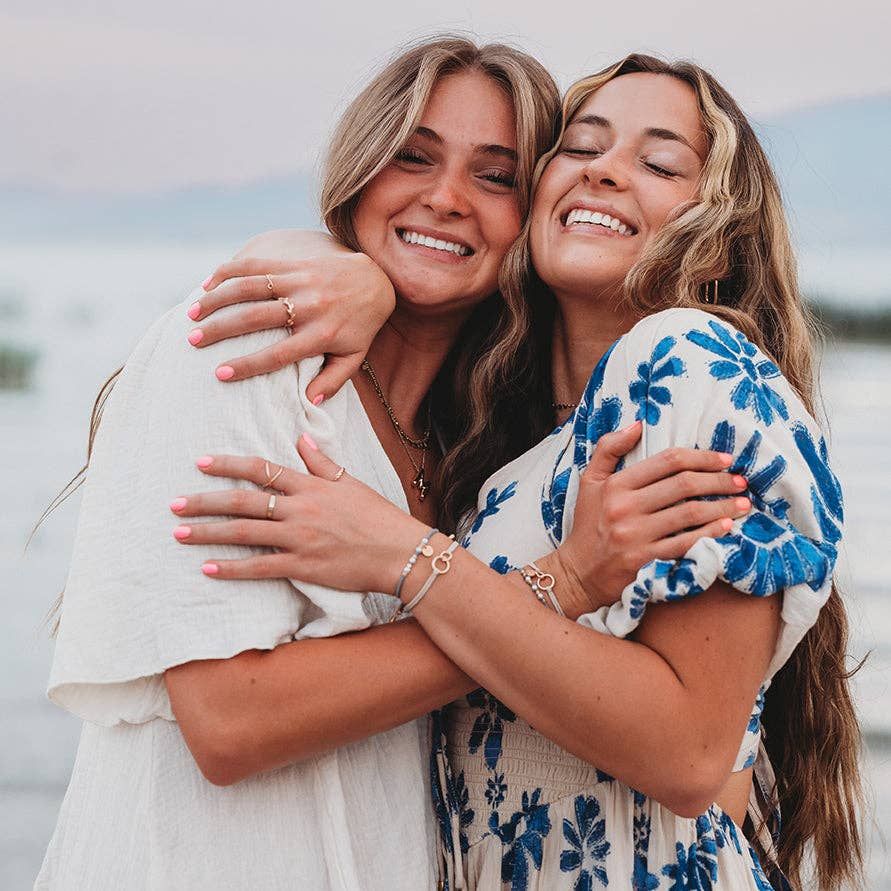 "Sisters" Gold &amp; Pearl Shareable Hair Tie Bracelet Set