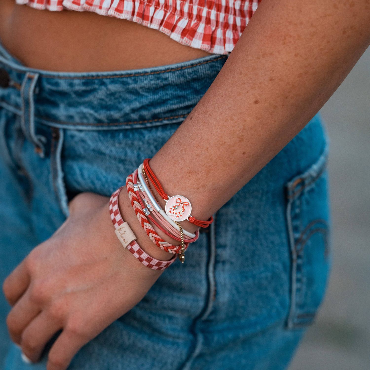 "Sweet" Pink Cherry Hair Tie Bracelets, Small