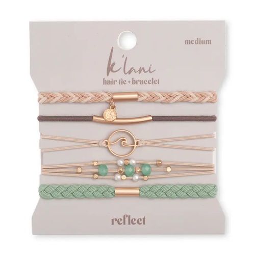 "Reflect" Gold Wave with Beachy Neutrals Hair Tie Bracelets - Small