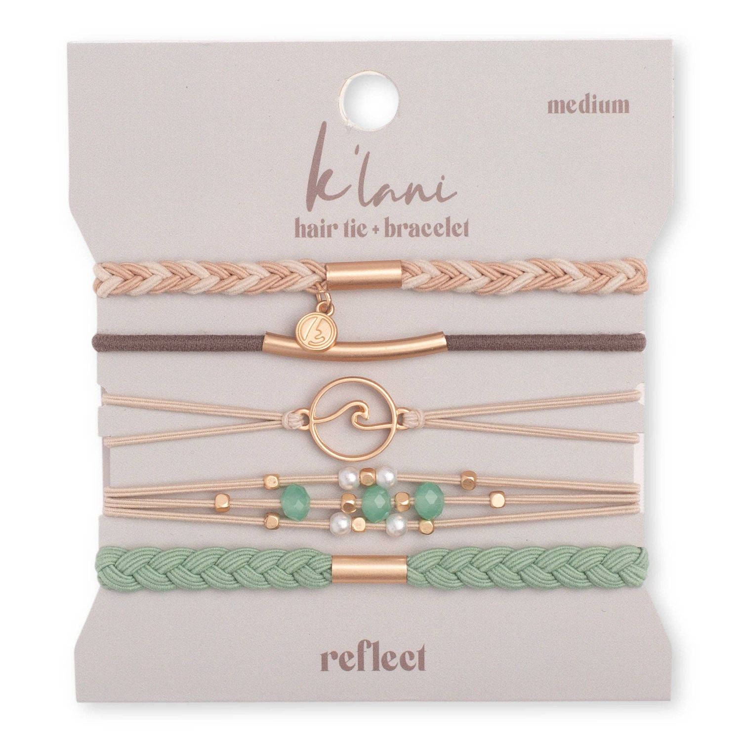 "Reflect" Gold Wave with Beachy Neutrals Hair Tie Bracelets - Small