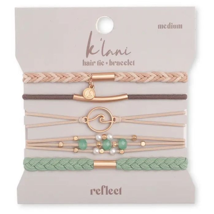 "Reflect" Gold Wave with Beachy Neutrals Hair Tie Bracelets - Small