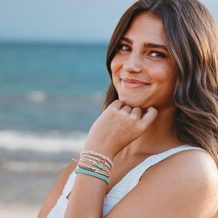"Reflect" Gold Wave with Beachy Neutrals Hair Tie Bracelets, Medium