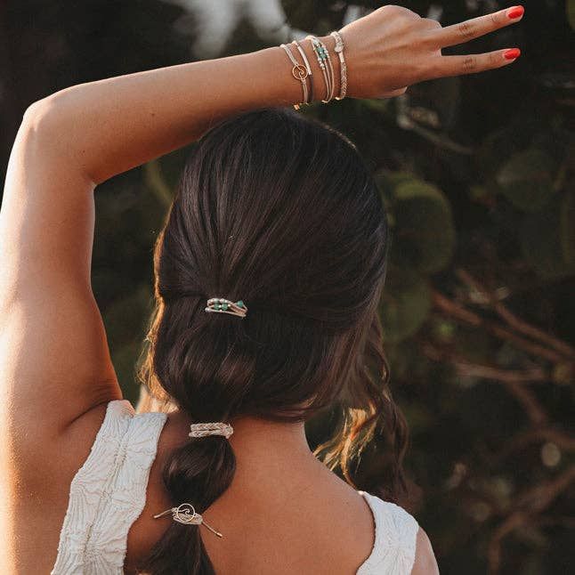 "Reflect" Gold Wave with Beachy Neutrals Hair Tie Bracelets, Medium