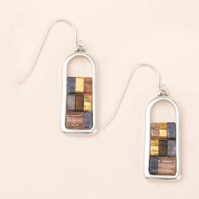 Good Karma Miyuki Frame Earring - Gunmetal/Silver