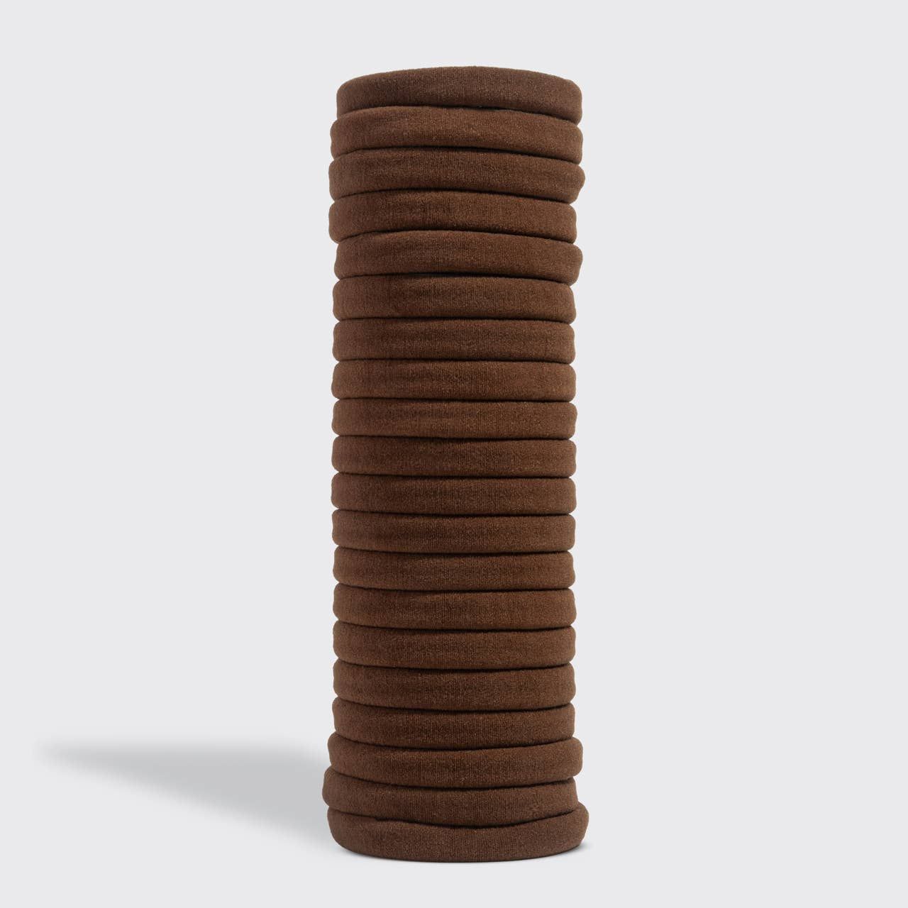 Recycled Fabric Seamless Hair Elastics 20pc Set - Chocolate