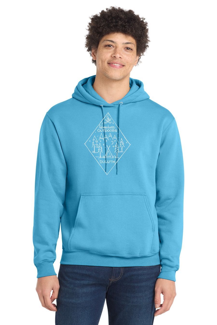 Adventure Outdoors Duluth Diamond Hoodie, Ink Color: Soft White, Size: S, Garment Color: Aquatic Blue