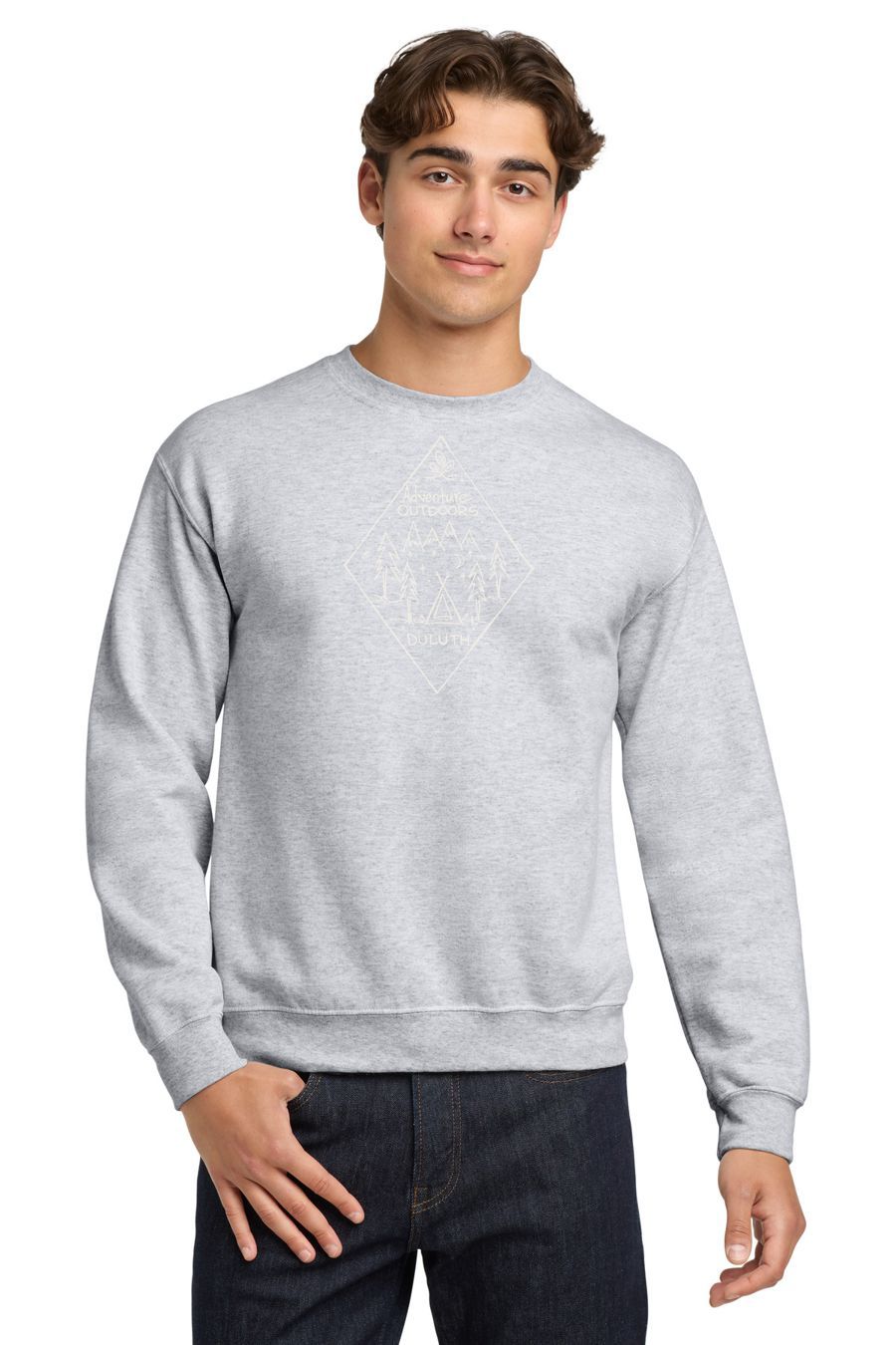 Adventure Outdoors Duluth Diamond Crewneck, Ink Color: Soft White, Size: XS, Garment Color: Ash