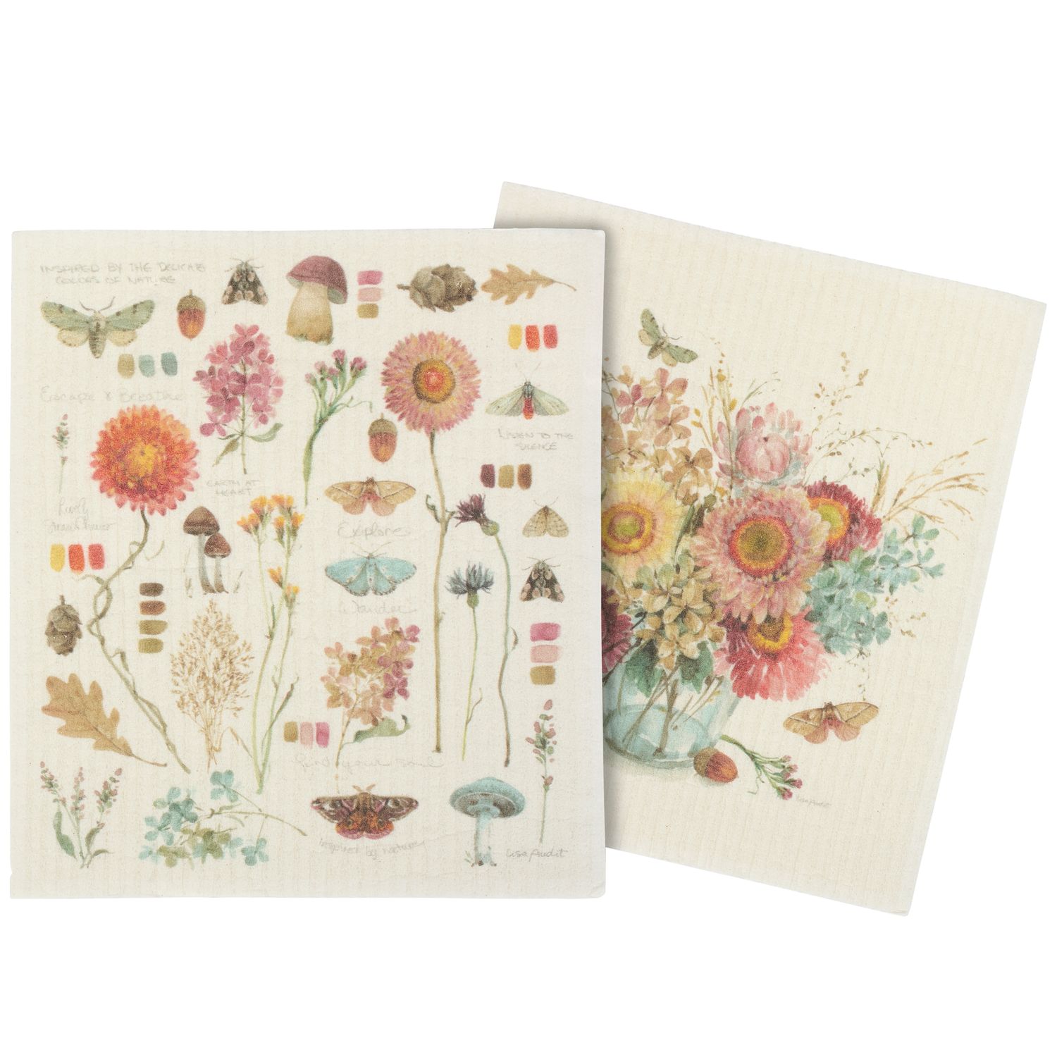 Fall Florals Vase Swedish Dishcloth Set | Primitives by Kathy