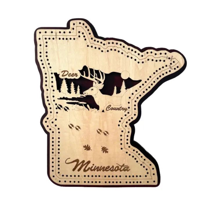 Minnesota Deer Country 2 Track Cribbage Board