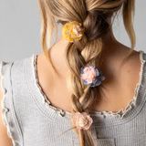 Mini Fabric Flower Hair Clips, Set of 3 - Pink