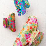 Floral Claw Clips, Set of 3 - Cream Mustard Coral Floral