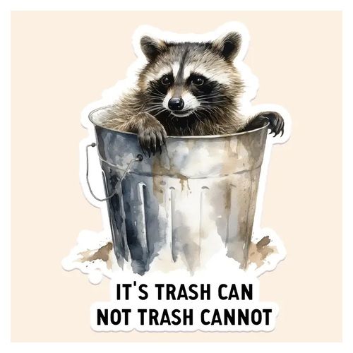 It's Trash Can Sticker Decal, Funny Sticker, Raccoon Sticker