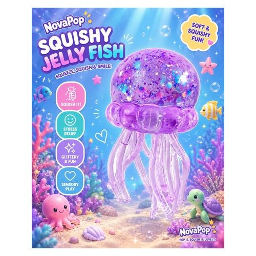 NovaPop Jelly Fish Squishy Slow Rise – Sensory Stress Relief