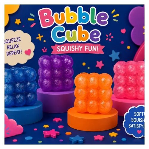 NovaPop Bubble Cube Squishy – Colorful Sensory Stress Relief