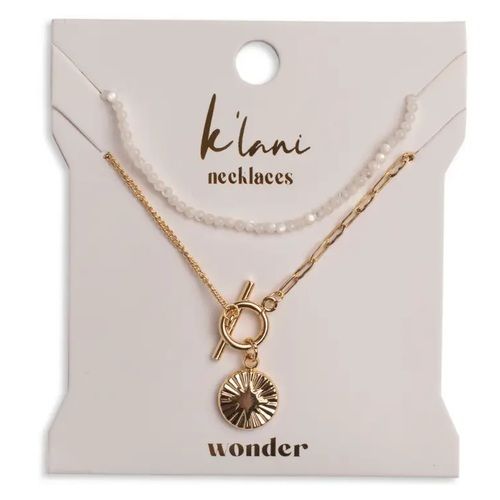 "Wonder" Gold Star with White Bead Necklace Set