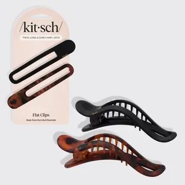 Flat Lay Claw Clip 2pc Curved - Black &amp; Tort