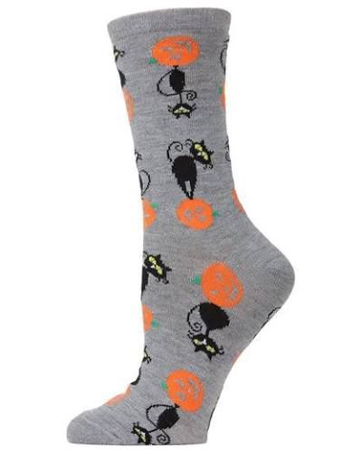 Pumpkin Cat Crew | Med Gray Heather | OS