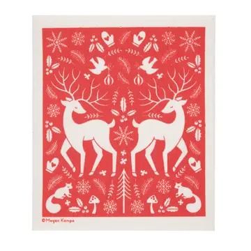 Swedish Dishcloth - MK Deer - Red