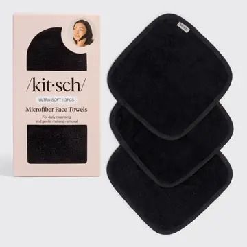 Microfiber Face Towels 3pc Set - Black