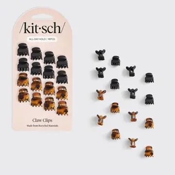 Recycled Plastic Micro Classic Claw Clips 16pcSet-Blk &amp; Tort
