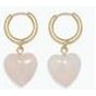 Earrings - Gold w Pink Quartz Heart