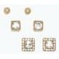 Earrings - Trio Gold w Square Crystal