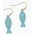 Earrings - Blue Enamel Fish in Gold