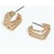 Earrings - 3 Strand Gold Square Hoops