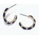 Earrings - Gold W Faceted Navy Crysta
