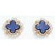 Earrings - Blue Clovers w Pearls