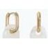 Earrings - Gold Hoop w White Quartz