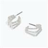 Earrings - 3 Strand Silver Square Hoo