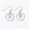Earrings - Hammered Gold w Pearl Drop - Silver Ring